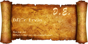 Dér Ervin névjegykártya